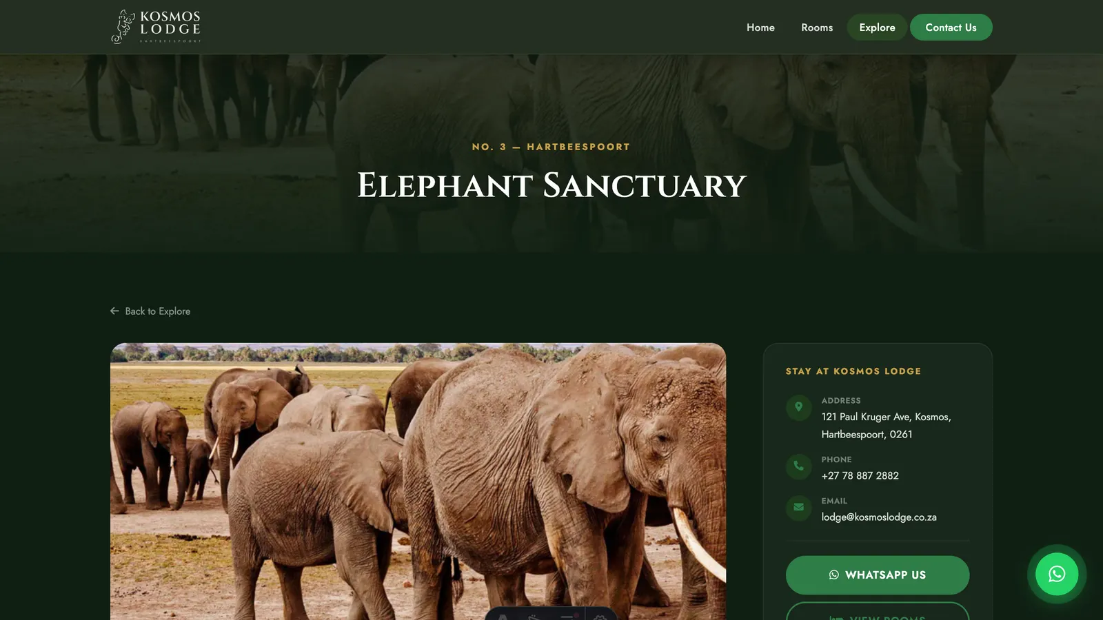 Elephant sanctuary attraction page
