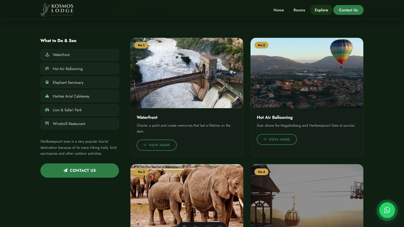 Eat, explore and experience — attractions section