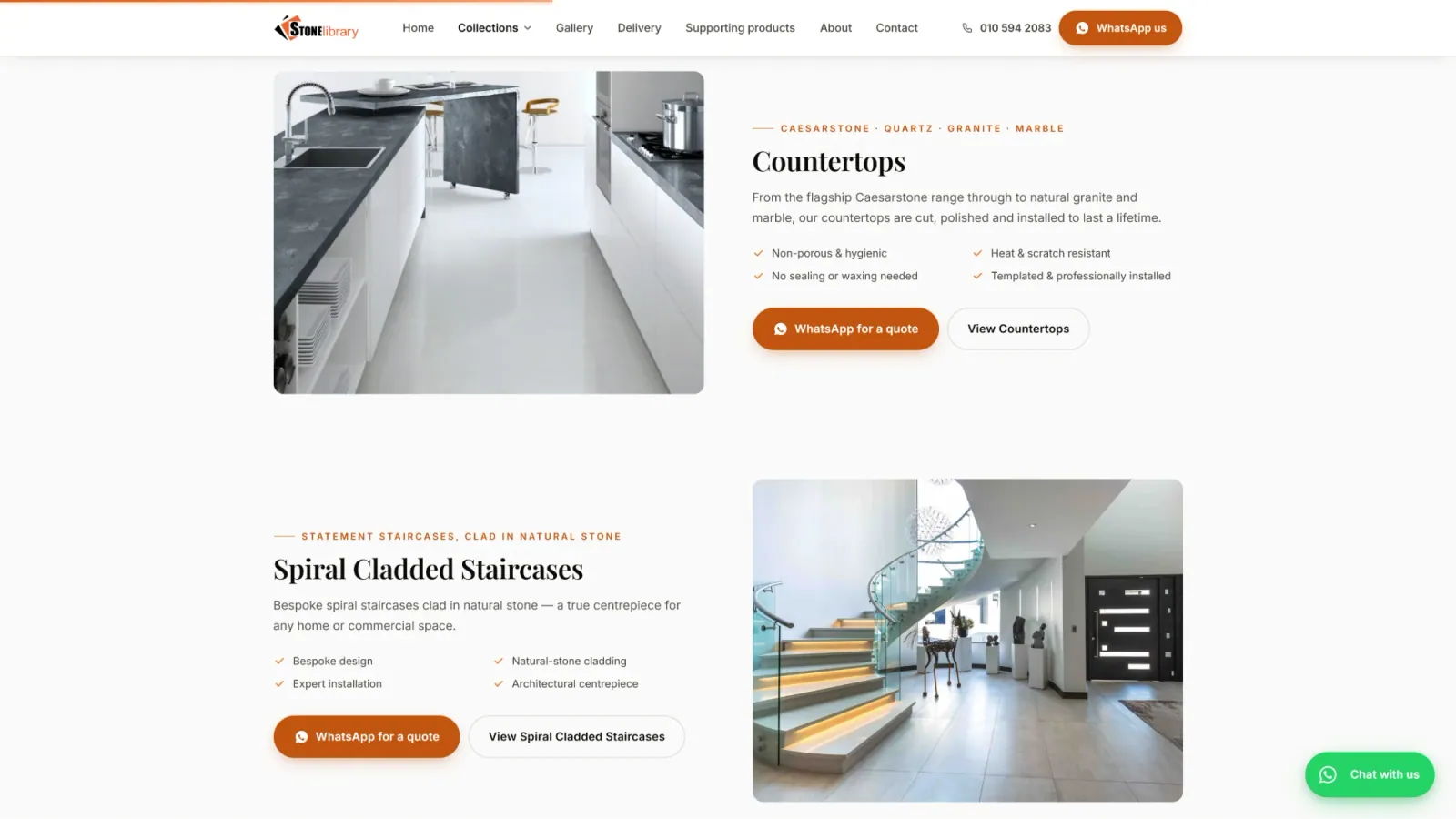 Countertops and cladded staircase collections on stonelibrary.co.za