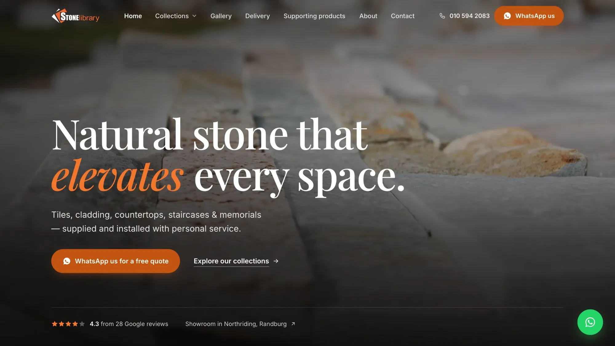 Stone Library website by Clevex — Stone Library homepage — natural stone that elevates every space